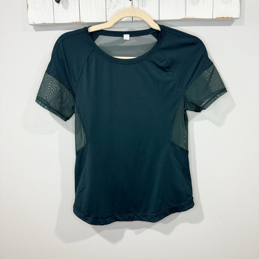 Lululemon Sculpt Short Sleeve Top Dark Teal Size 4 Athletic Training Shirt